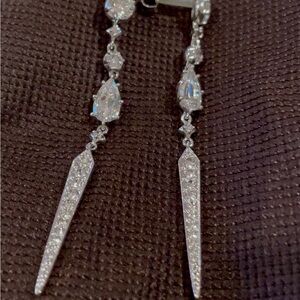 Nadri Elegant Silver Dangle Earrings